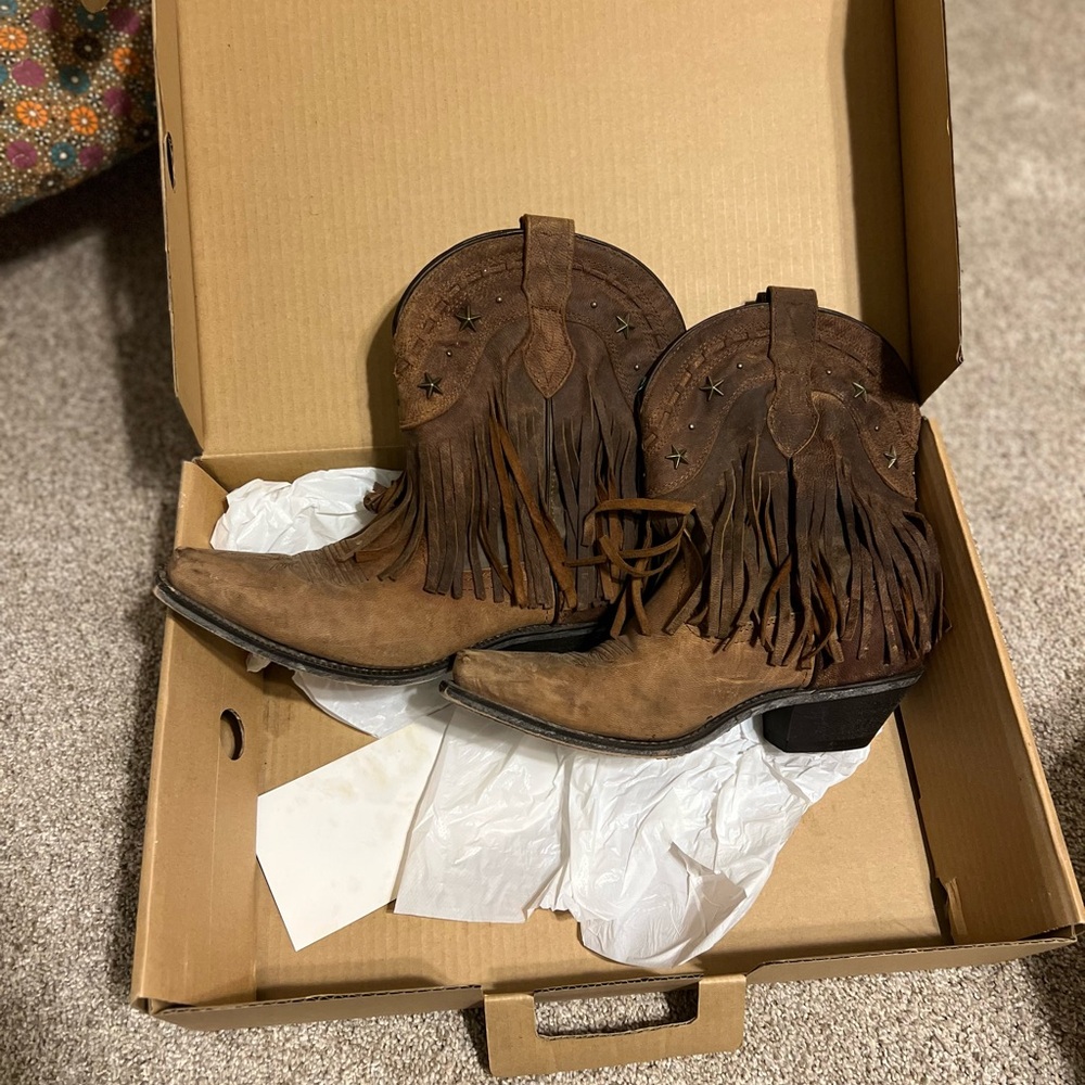 Nocona Brown Fringe Ankle Boots